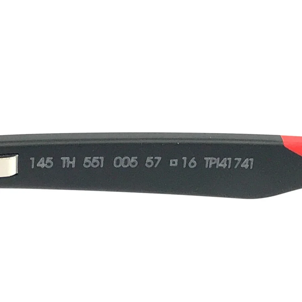 Tag Heuer Eyeglasses Frames TH551 005 Black Red Rectangle Full Rim 57-16-145